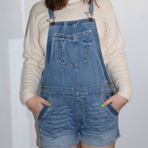 american eagle denim short overalls